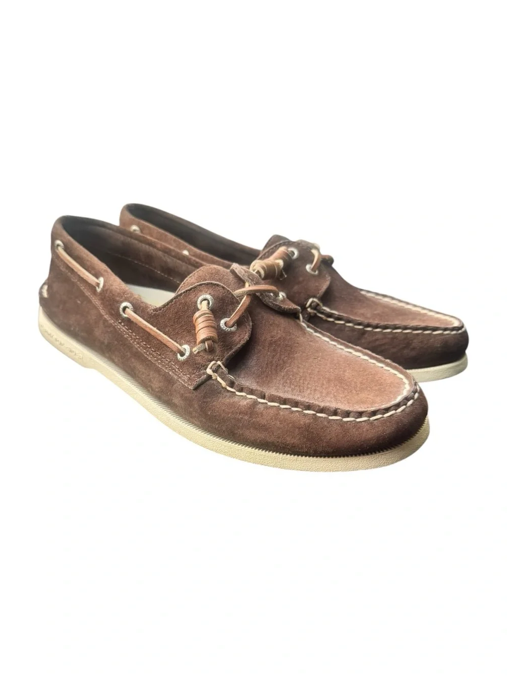 Sperry Top-Sider Brown Suede Boat Shoes Men’s 10.5 Leather Moc Loafers GUC